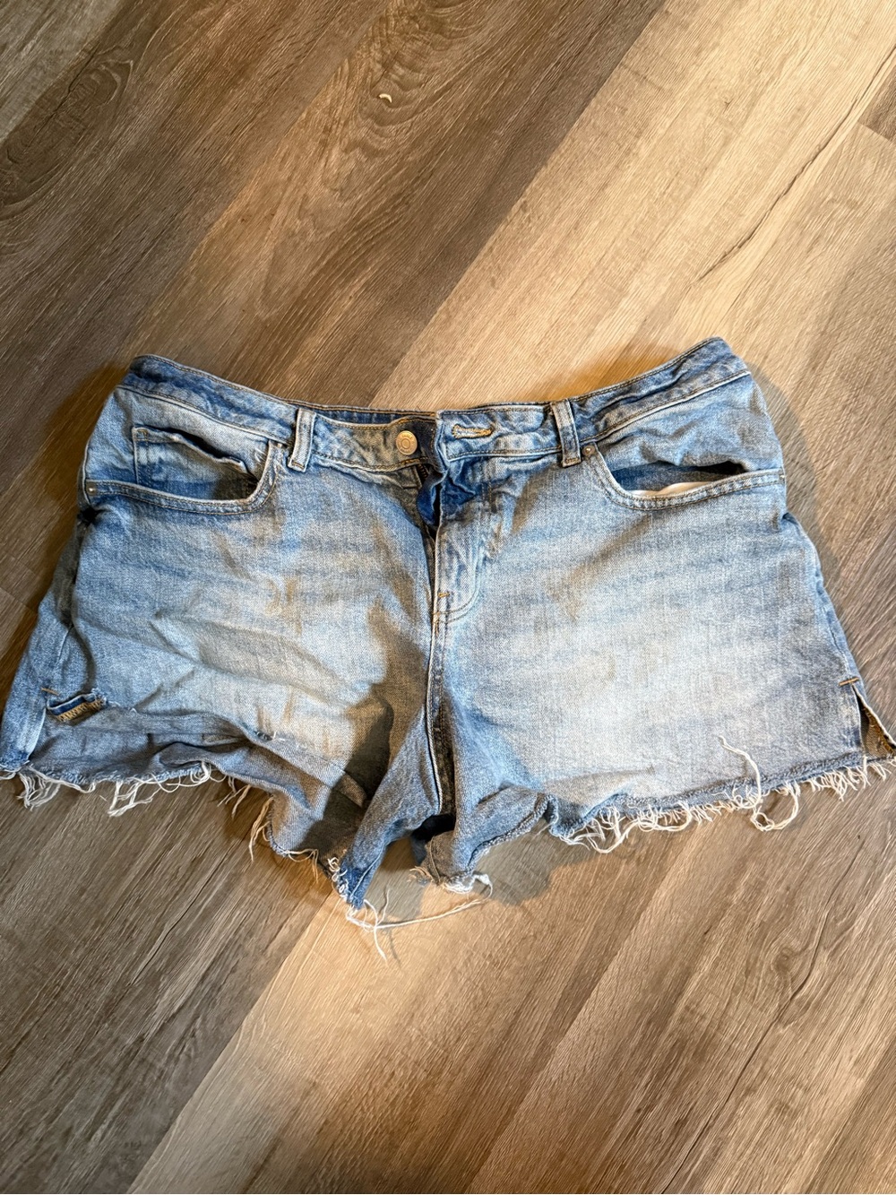 Women’s Light Blue Distressed Denim Shorts